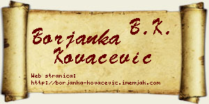Borjanka Kovačević vizit kartica